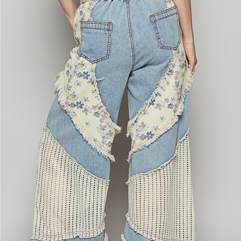 POL Wavy Contrasting Patchwork Jeans - image 3
